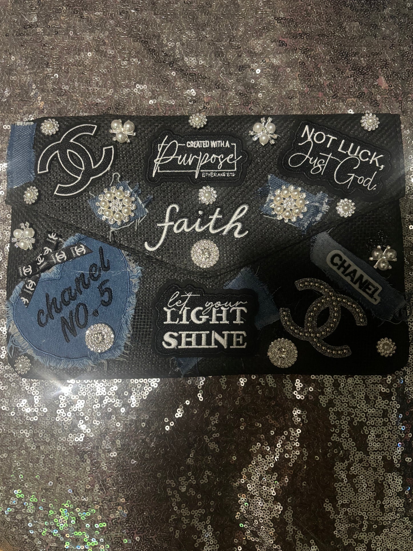Faith & Fashion Luxe Denim Statement Clutch