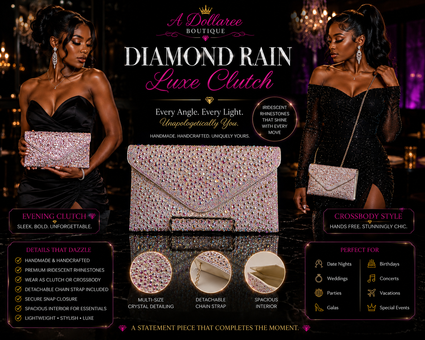 Diamond Rain Luxe Clutch