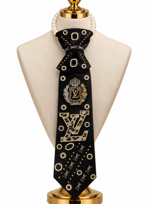 Luxe Leopard Monogram Statement Tie