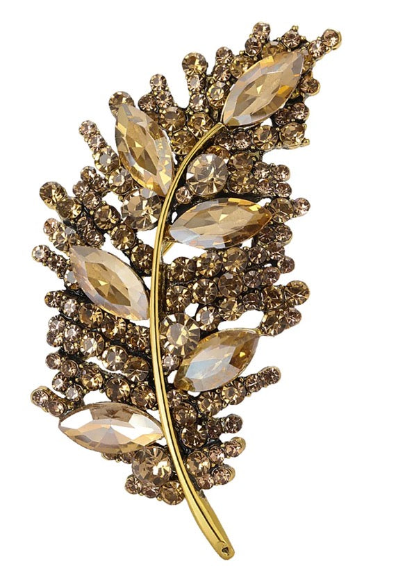 Champagne Luxe Leaf Brooch