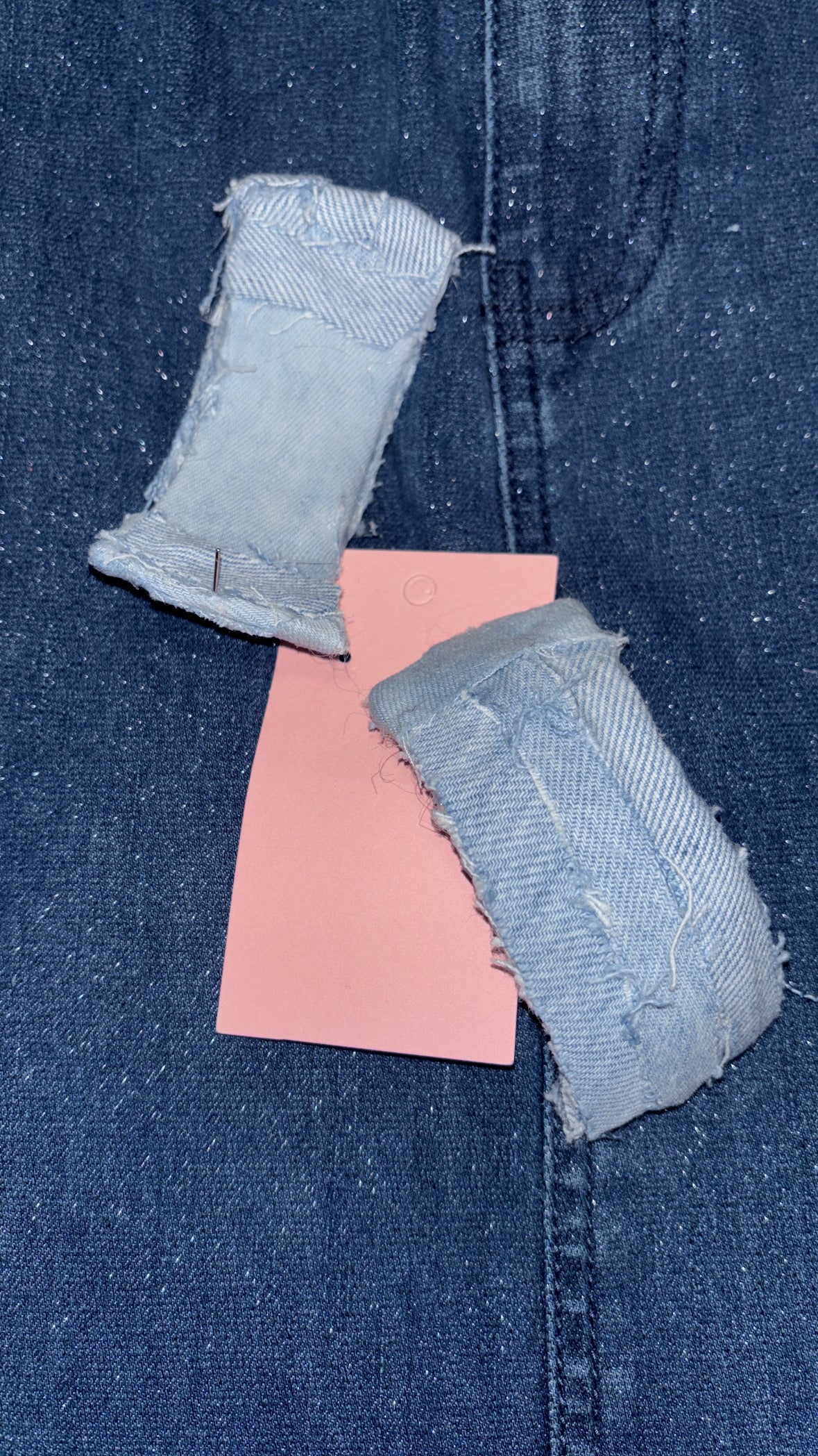 Distressed Light Wash Denim Earrings
