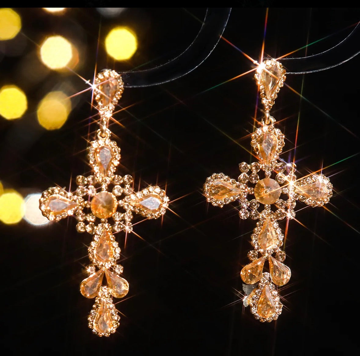 Golden Grace Cross Earrings