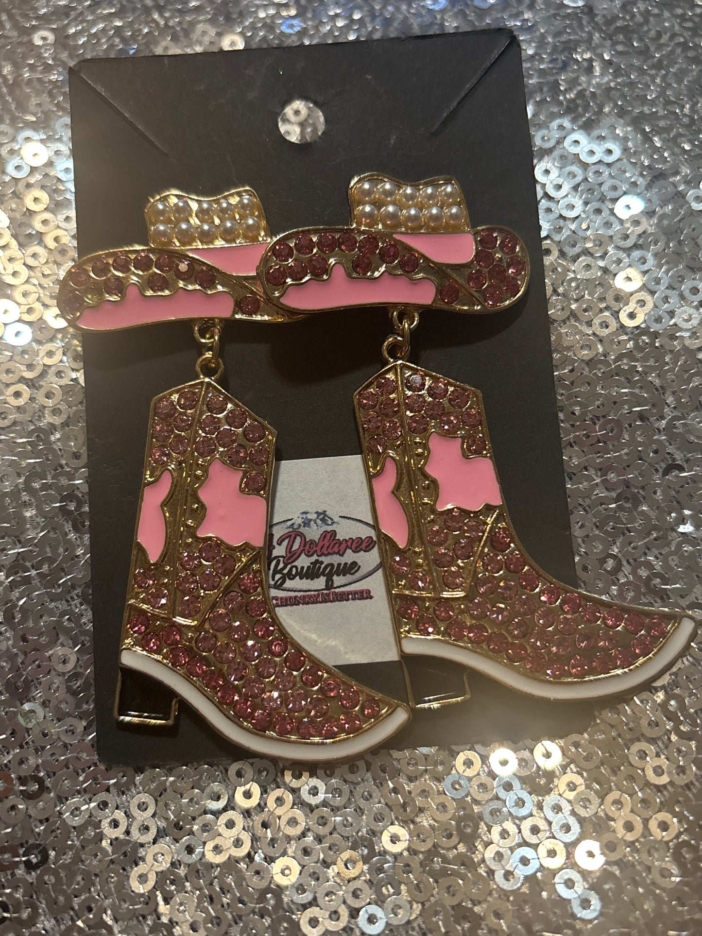 Pink Rodeo Glam Boot Earrings