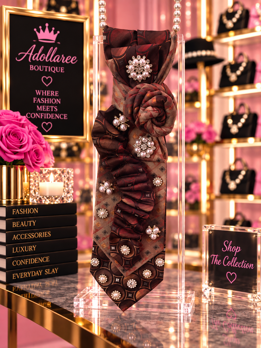 Mocha Rosette Luxe Statement Tie