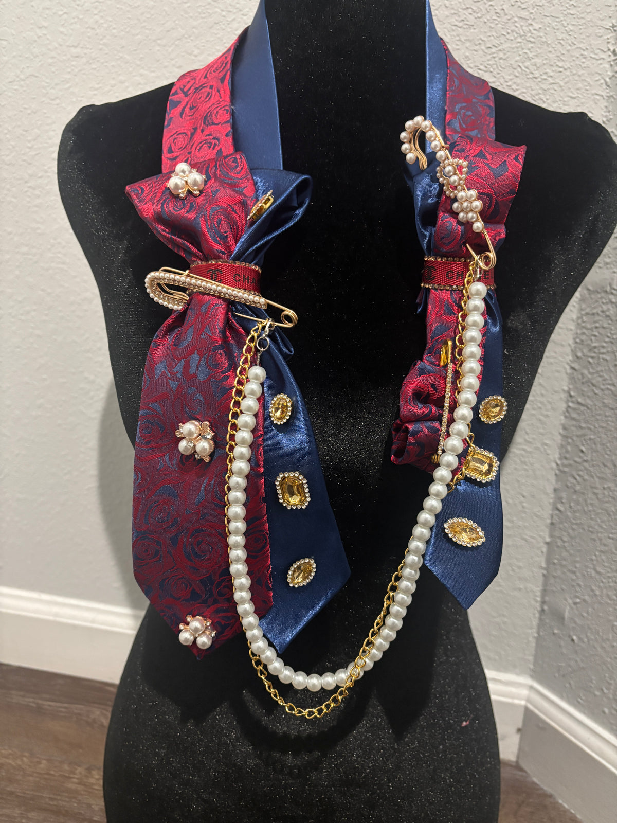 The Royal Rose Heiress | Luxury Embellished Statement Tie Necklace