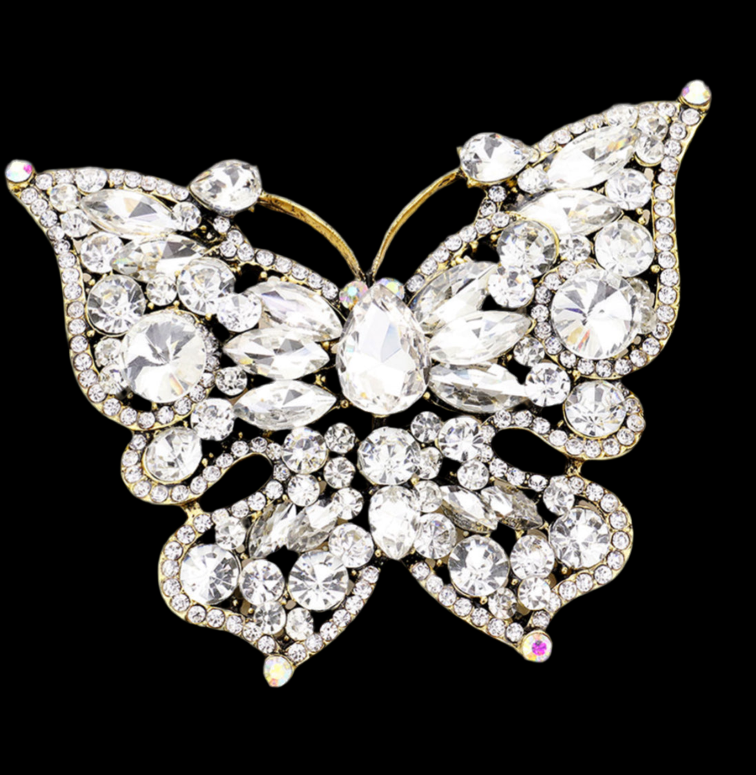 Multi Stone Butterfly Pin Brooch / Pendant