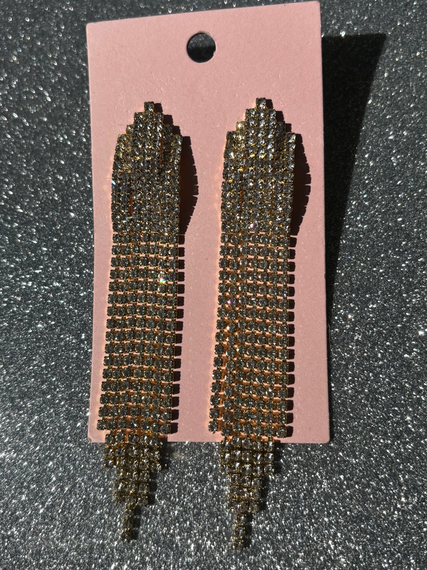Rhinestone Fringe Dangle Evening Earrings