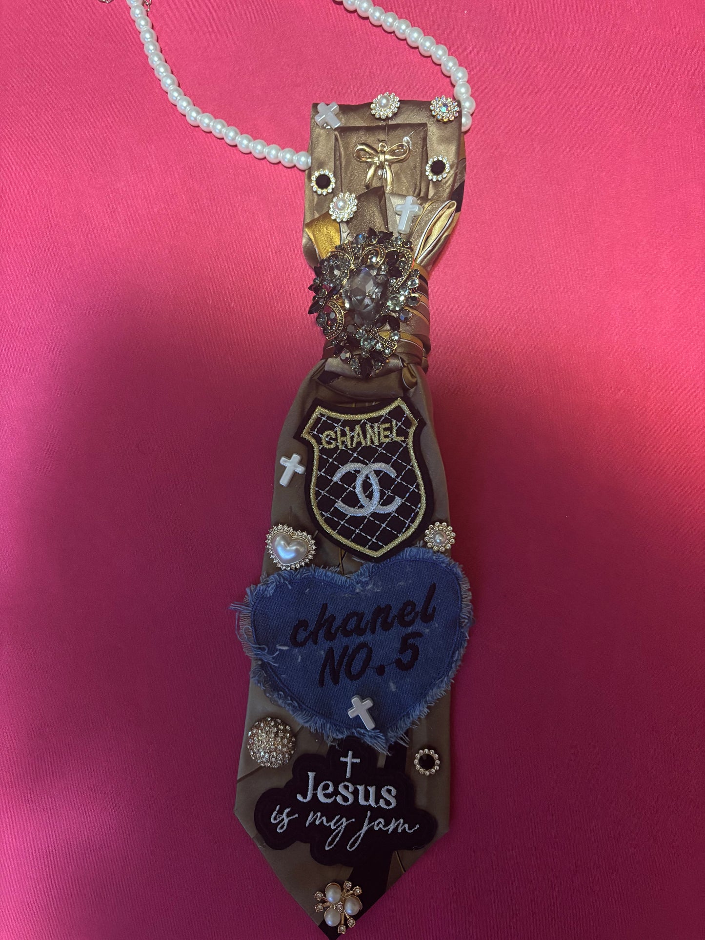 “Faith & Favor Luxe Statement Tie – Denim Heart Edition”