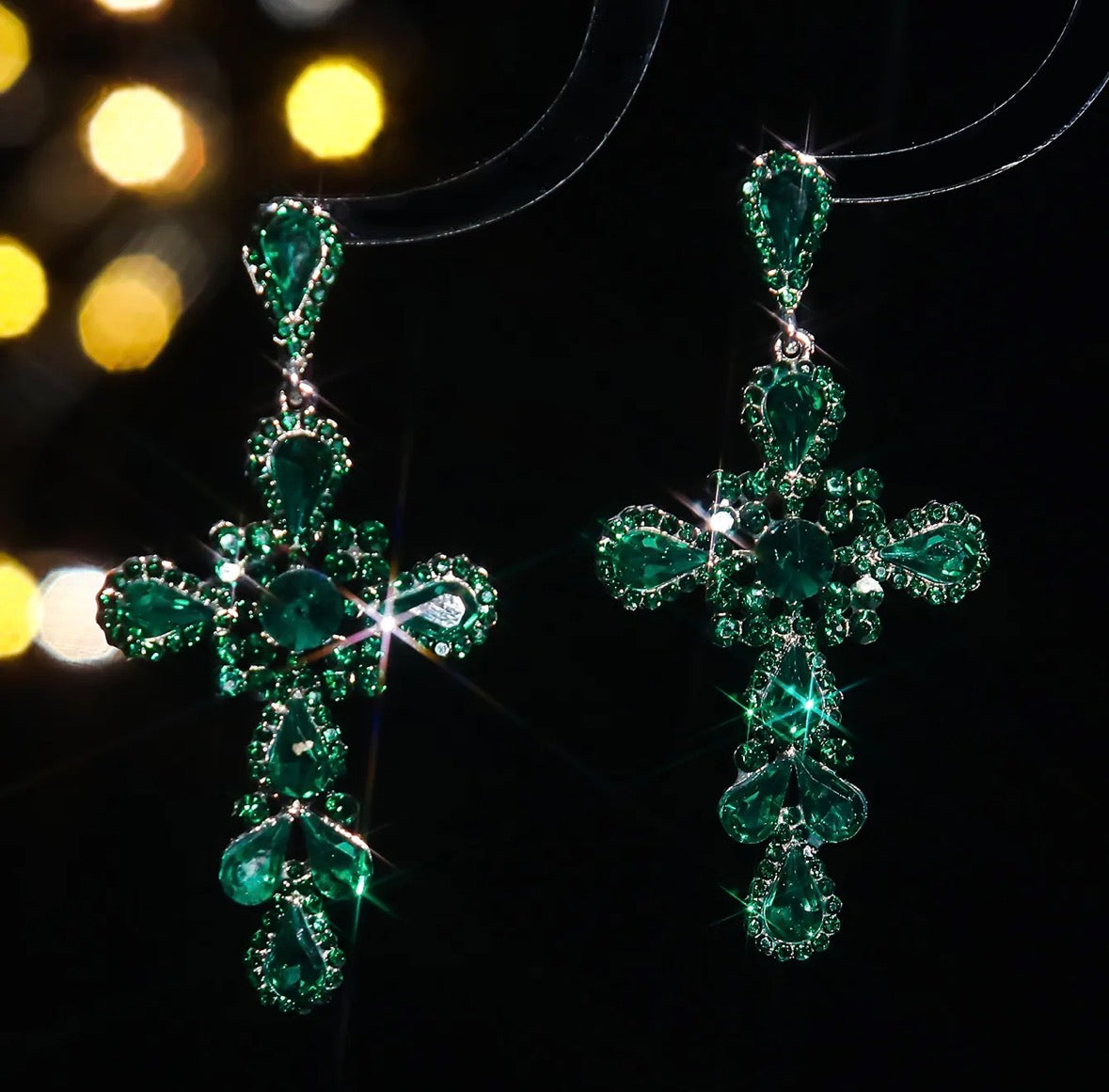 Emerald Promise Cross Earrings