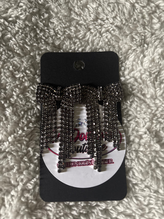 Midnight Majesty Bow Fringe Earrings