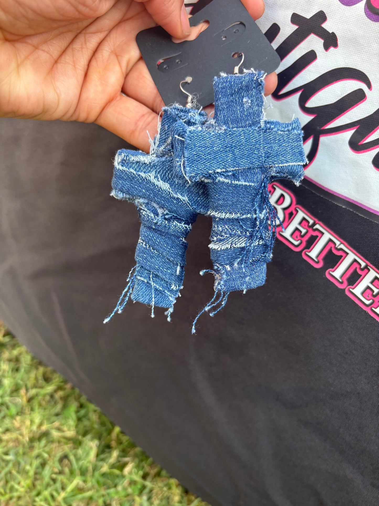 Crossed in Denim Earrings