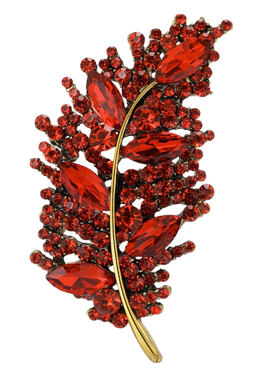 Crimson Royale Leaf Brooch