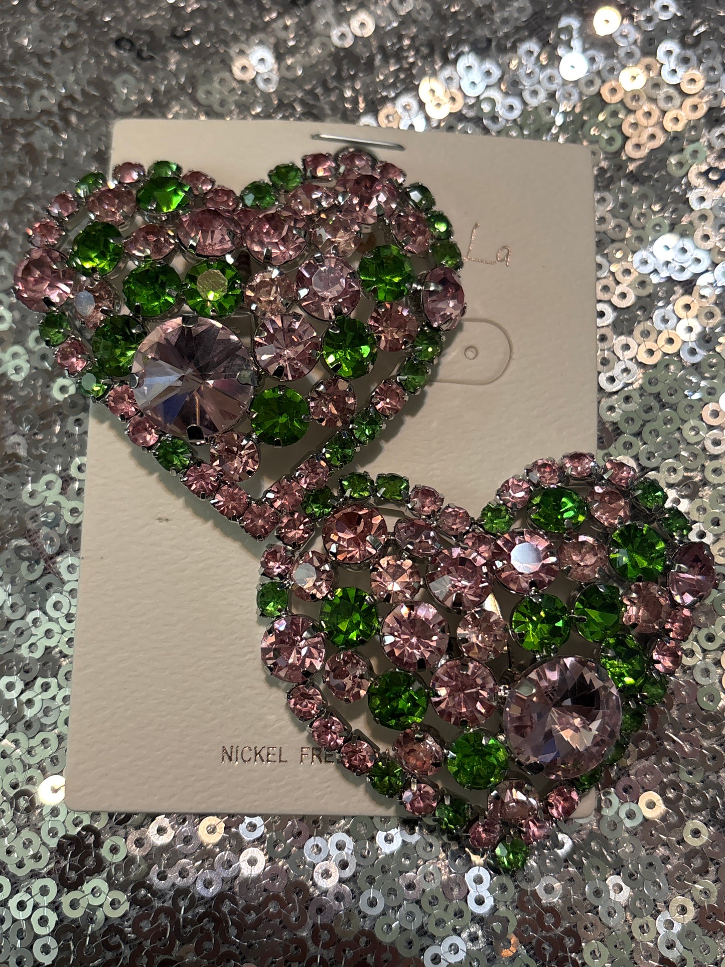 Pink & Green Heart Clips