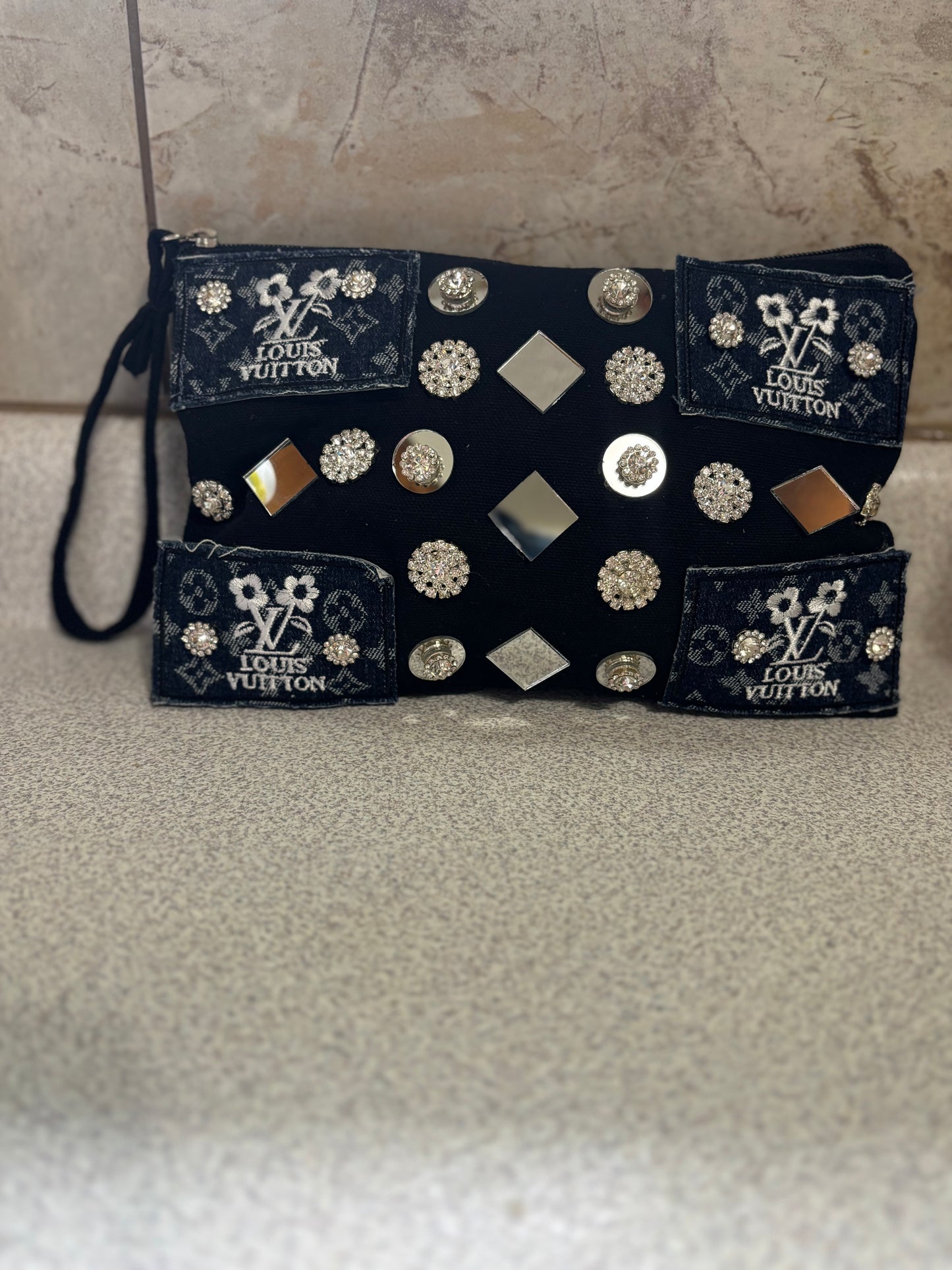 Midnight Diamond Luxe Wristlet Clutch