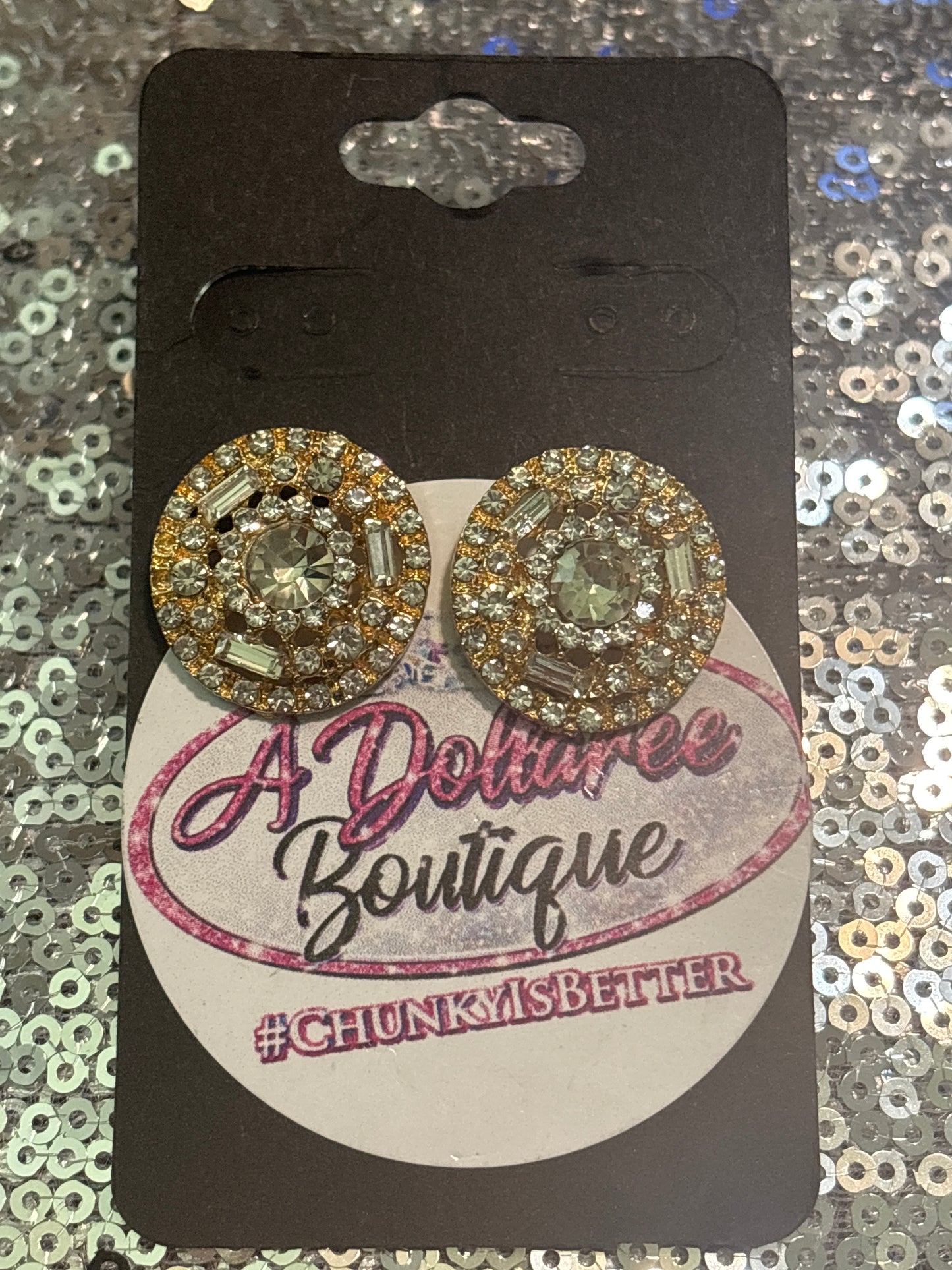 Gold Crystal Luxe Glitz Studs