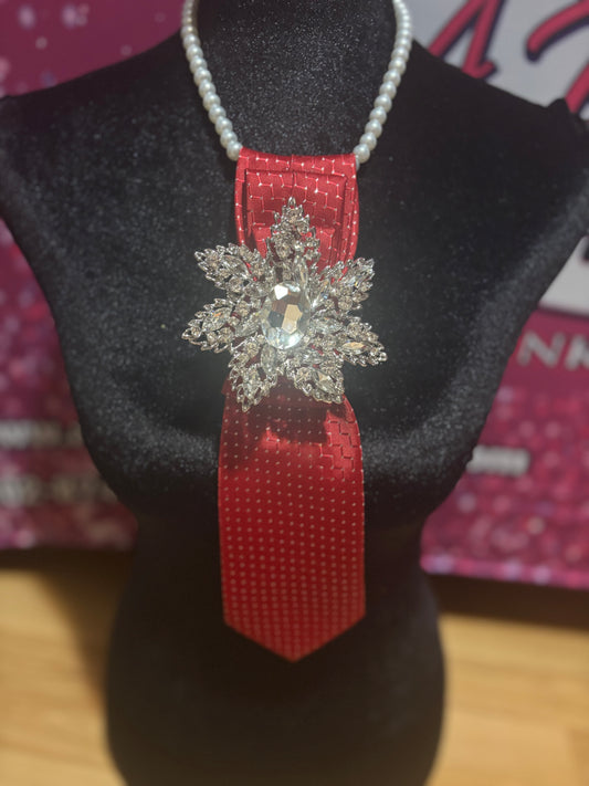 Scarlet Starburst Luxe Tie Necklace