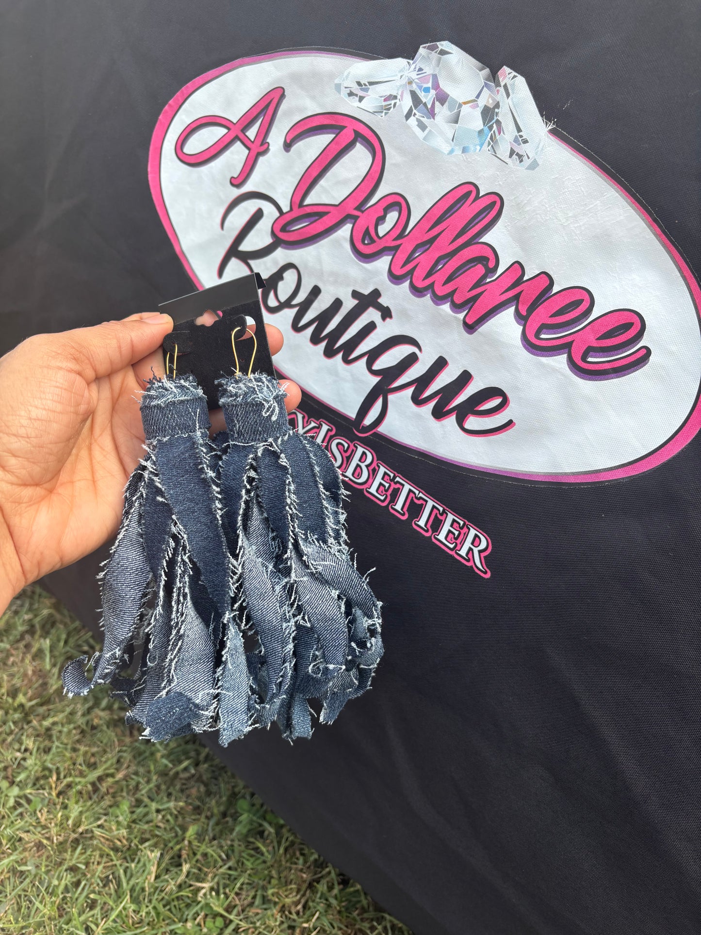 Frayed in Fashion Denim Earrings