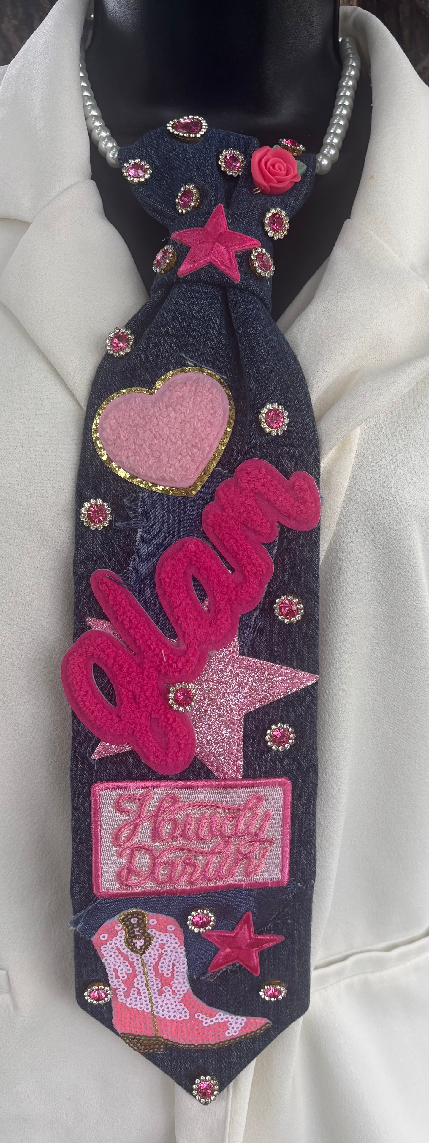 Howdy Darlin’ Pink Denim Statement Tie