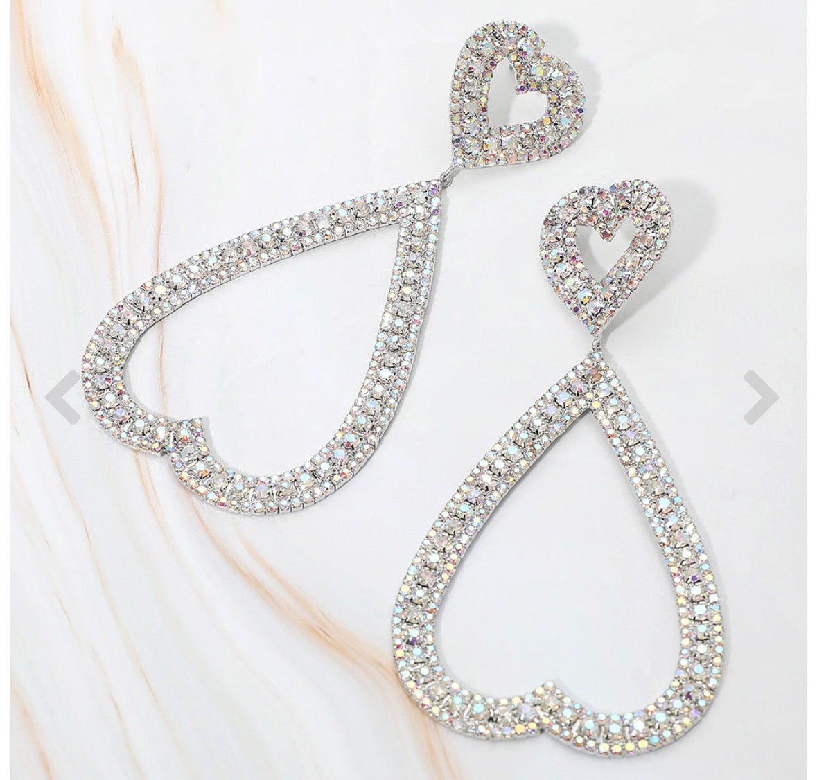 Diamond Heart Statement Earrings