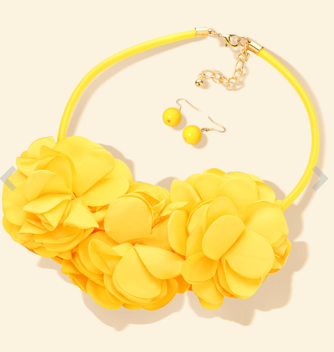 Triple Fabric Flower Necklace