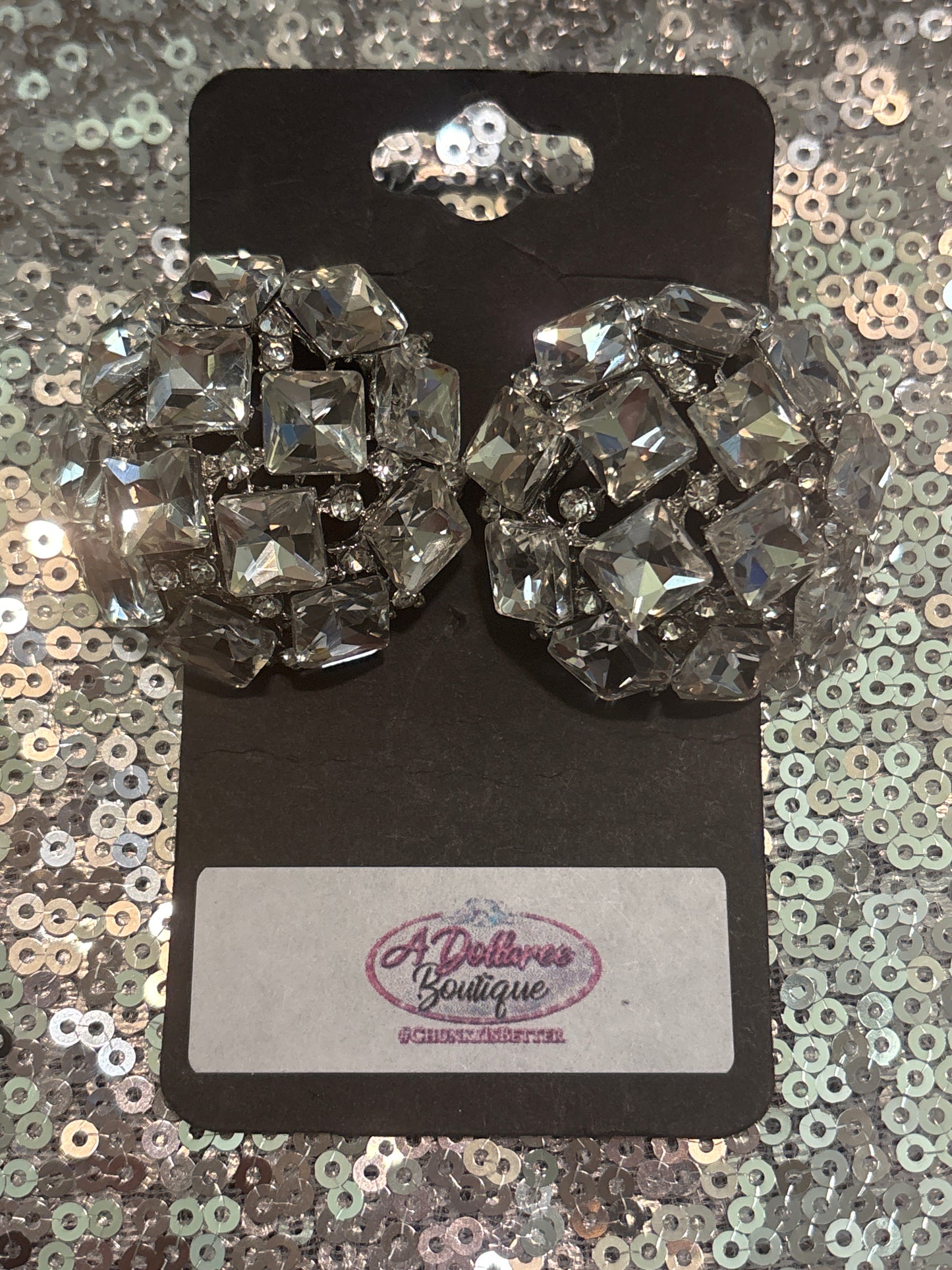 Silver Luxe Crystal Dome Studs
