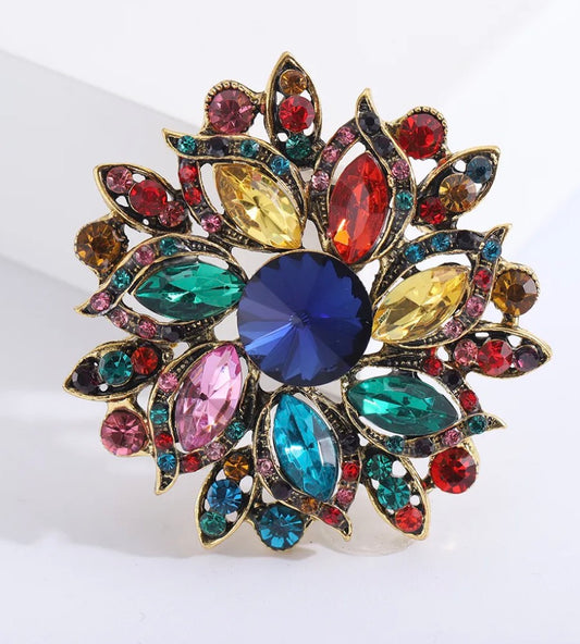 Crown Jewel Mosaic Bloom Brooch