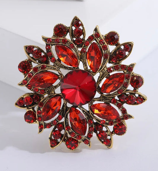 Crimson Crown Bloom Brooch
