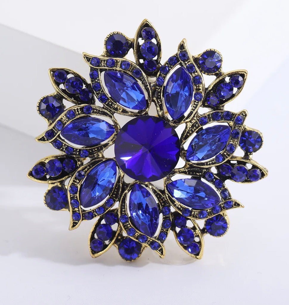Sapphire Royal Bloom Brooch