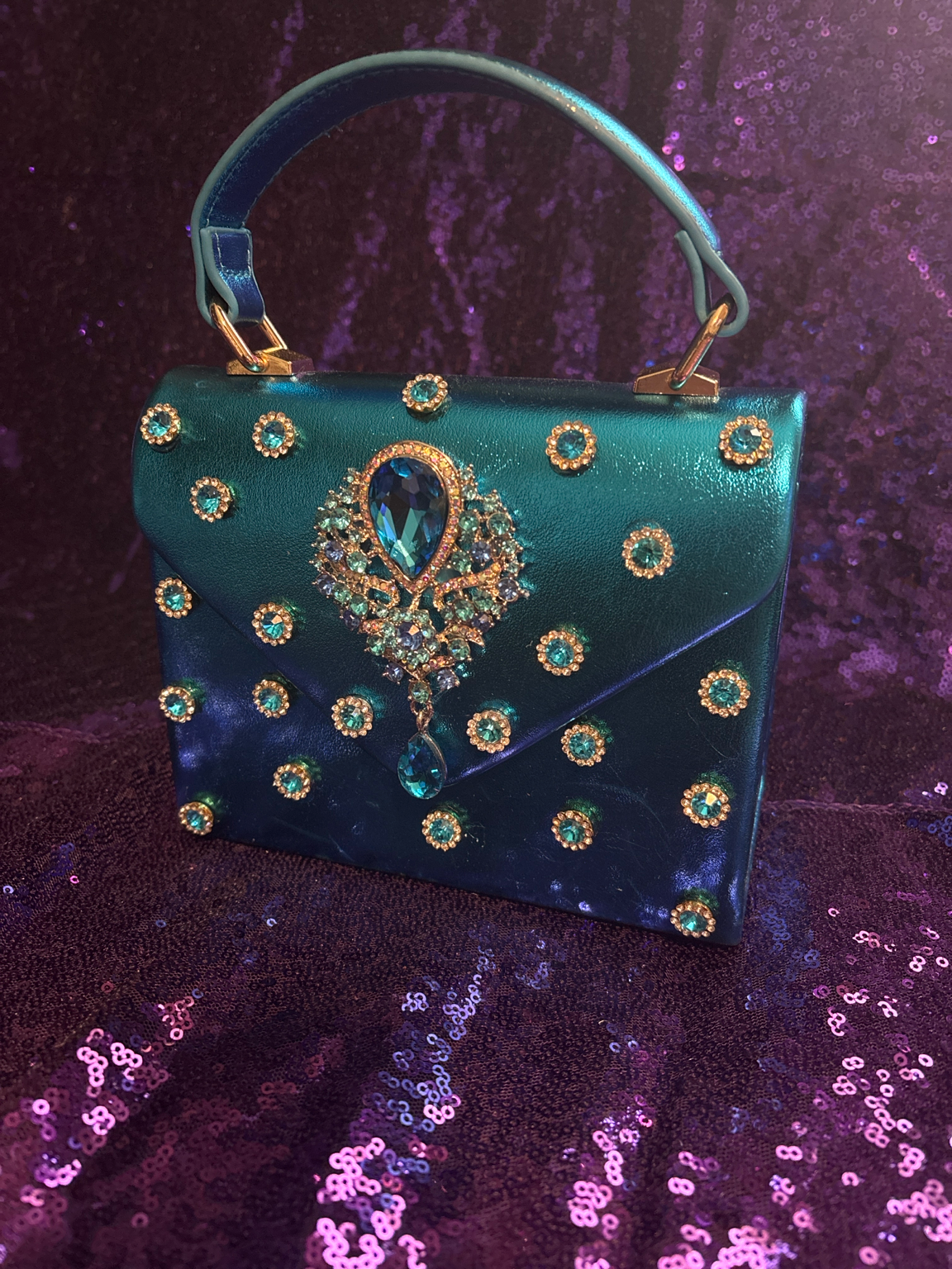 Crystal Teal Luxe Handbag