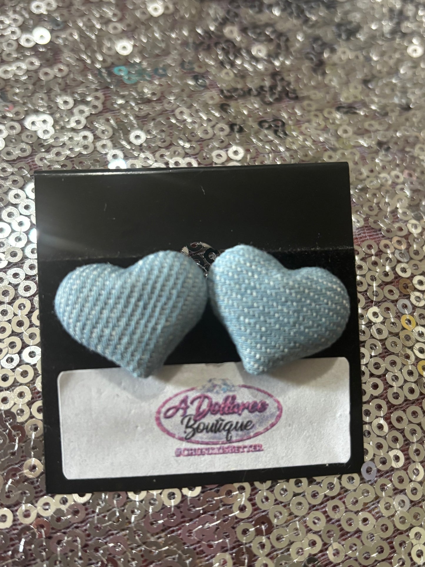 Denim Sweetheart Stud Earrings