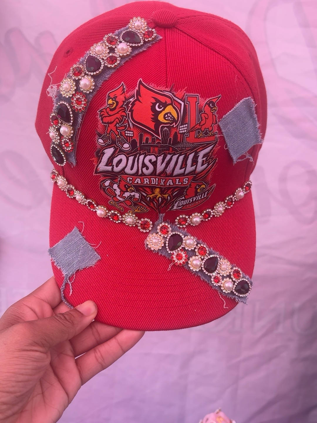 Cardinal Crown β Louisville Luxe Denim & Bling Hat