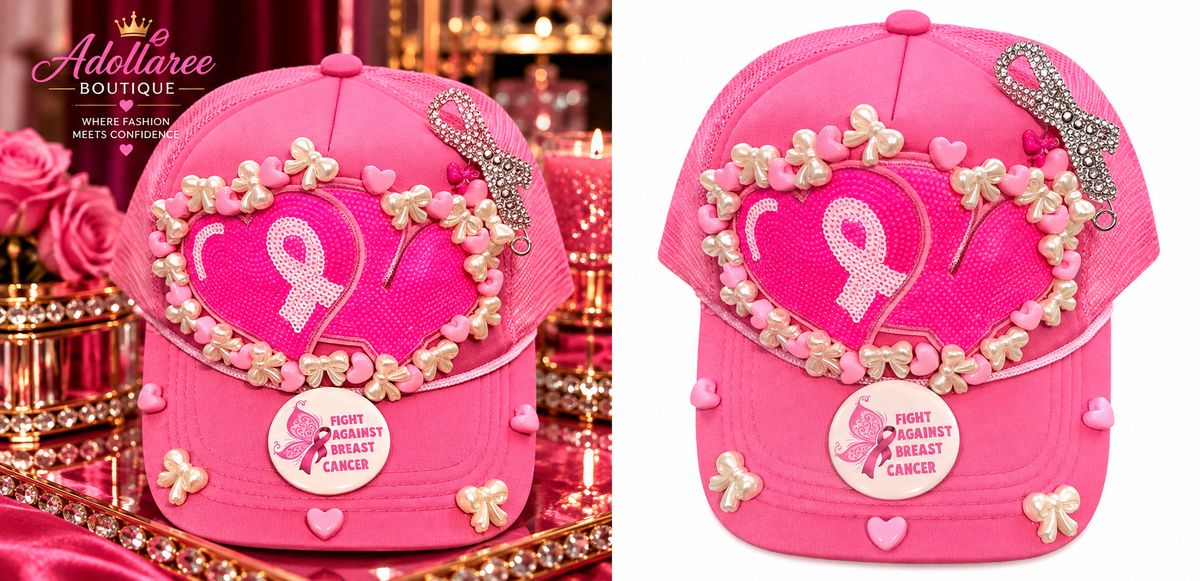 Fight With Love Breast Cancer Awareness Glam Trucker Hat