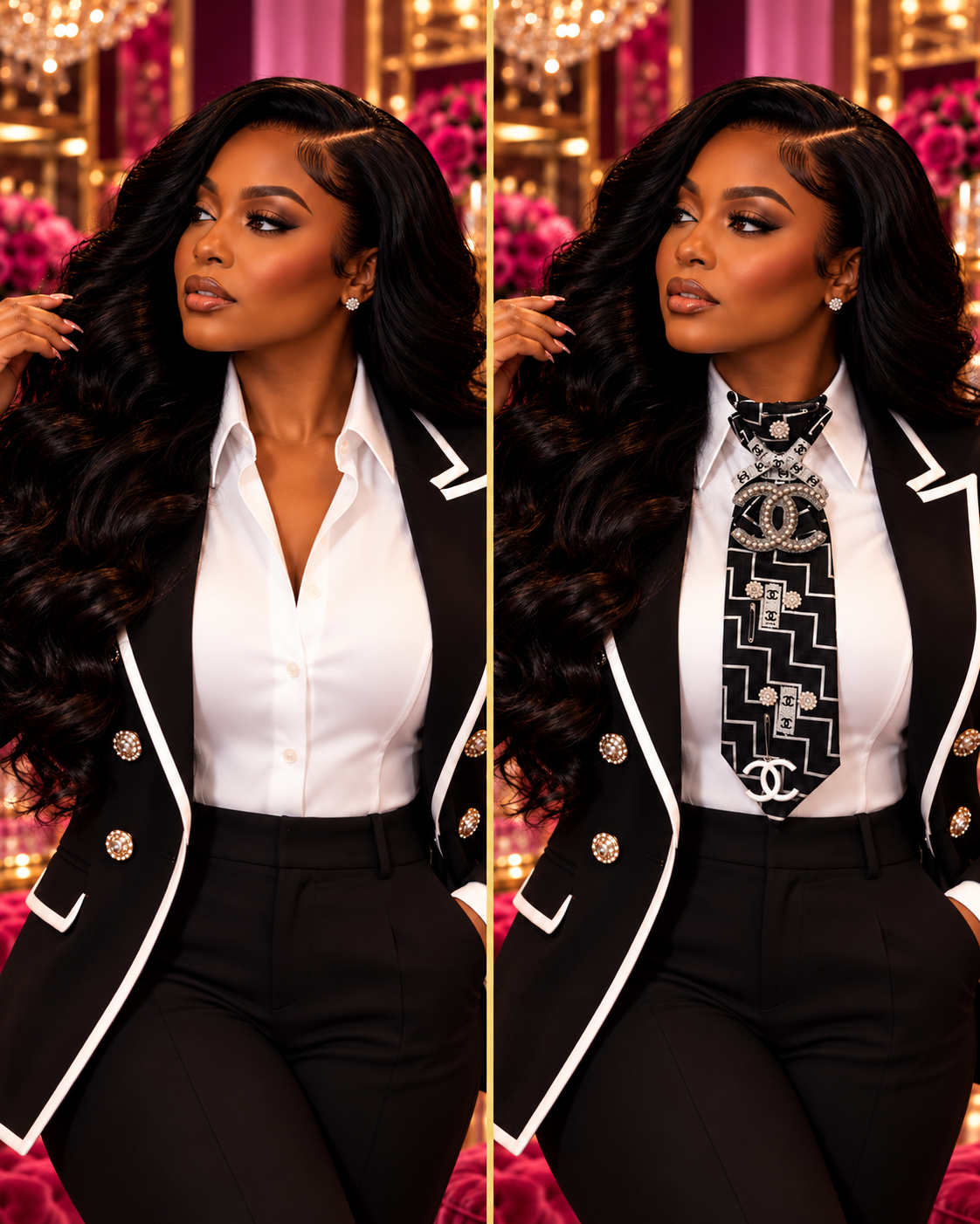 The Diamond Couture Affair | Black & Silver Crystal Statement Tie