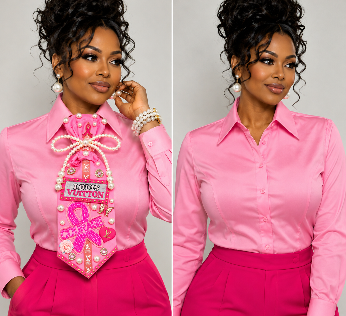 Pink Courage Glam Statement Tie – Breast Cancer Awareness Edition 🎀