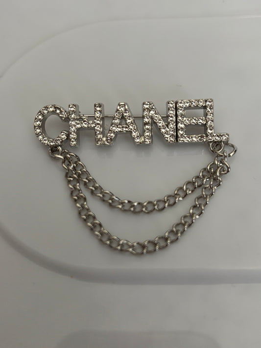 Crystal CHANEL Chain Brooch – Silver Drape Edition