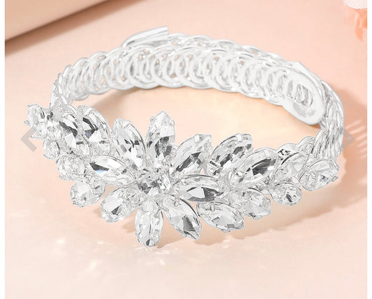 The Crystal Bloom Luxe Bracelet (Silver)