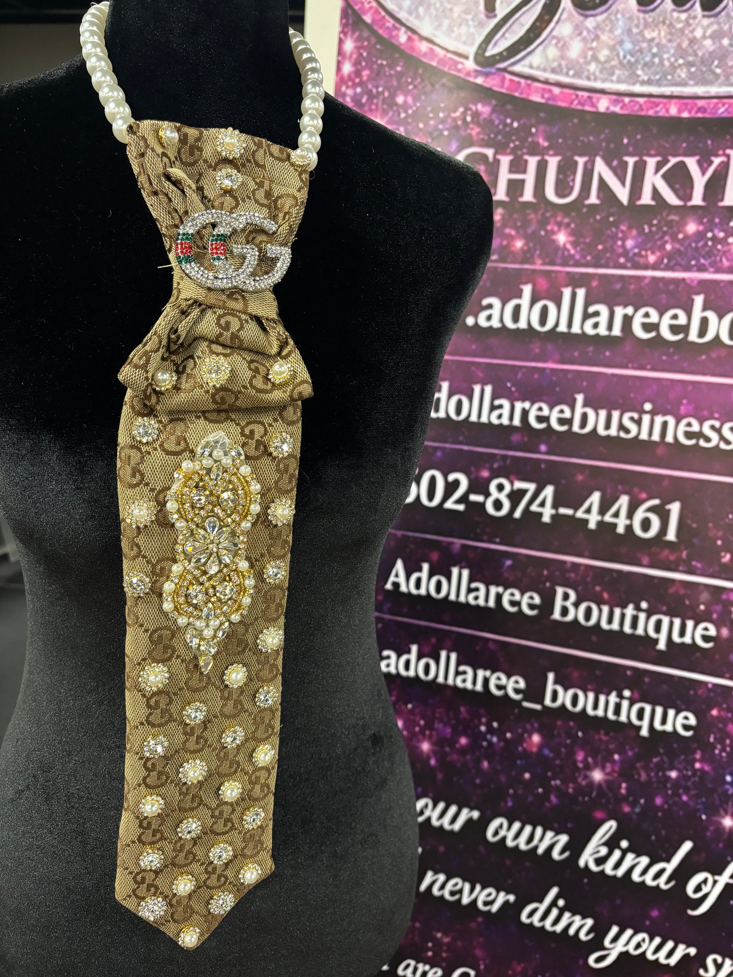 Majestic Pearl & Crystal Statement Tie