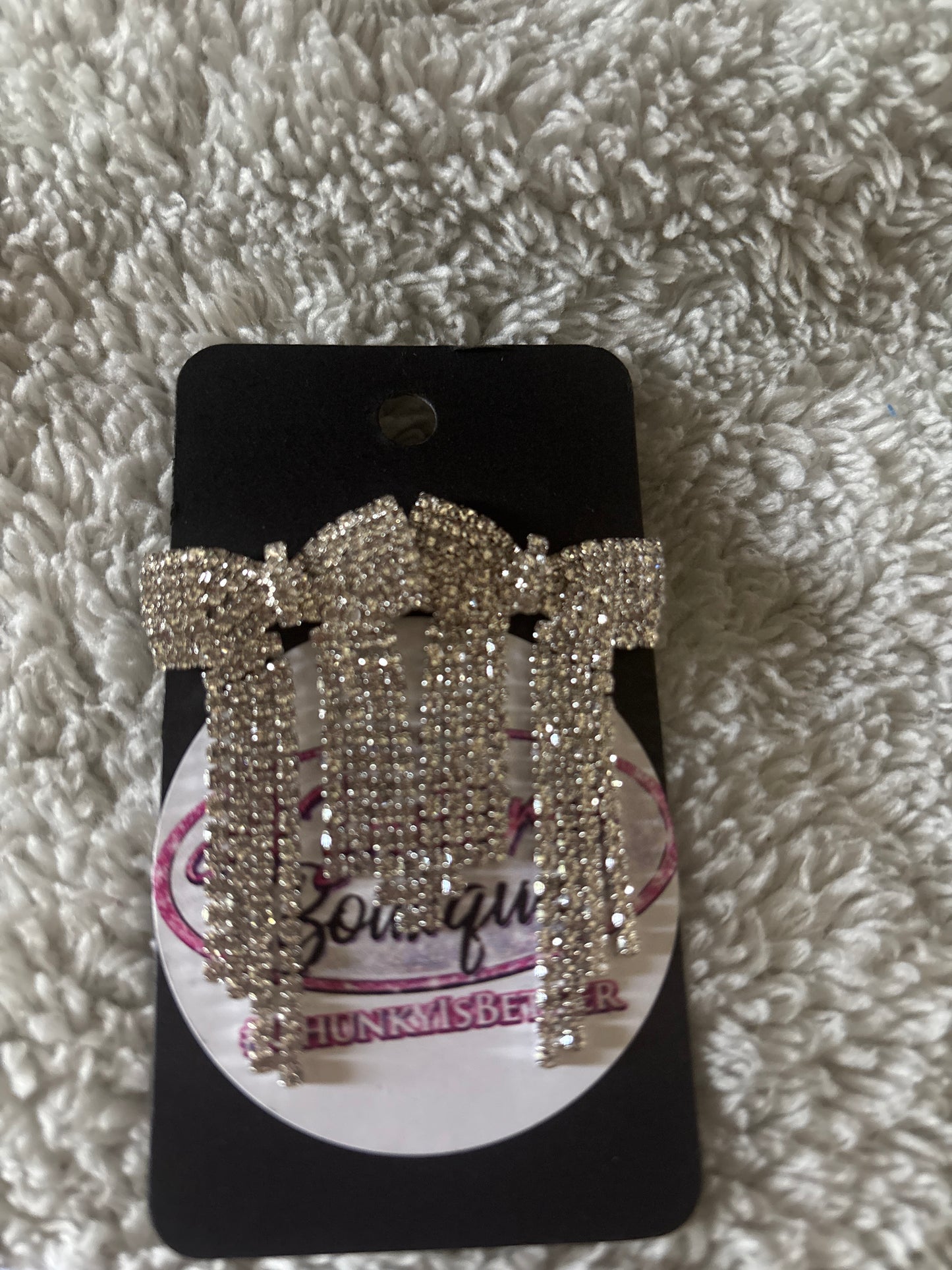 Diamond Cascade Bow Fringe Earrings
