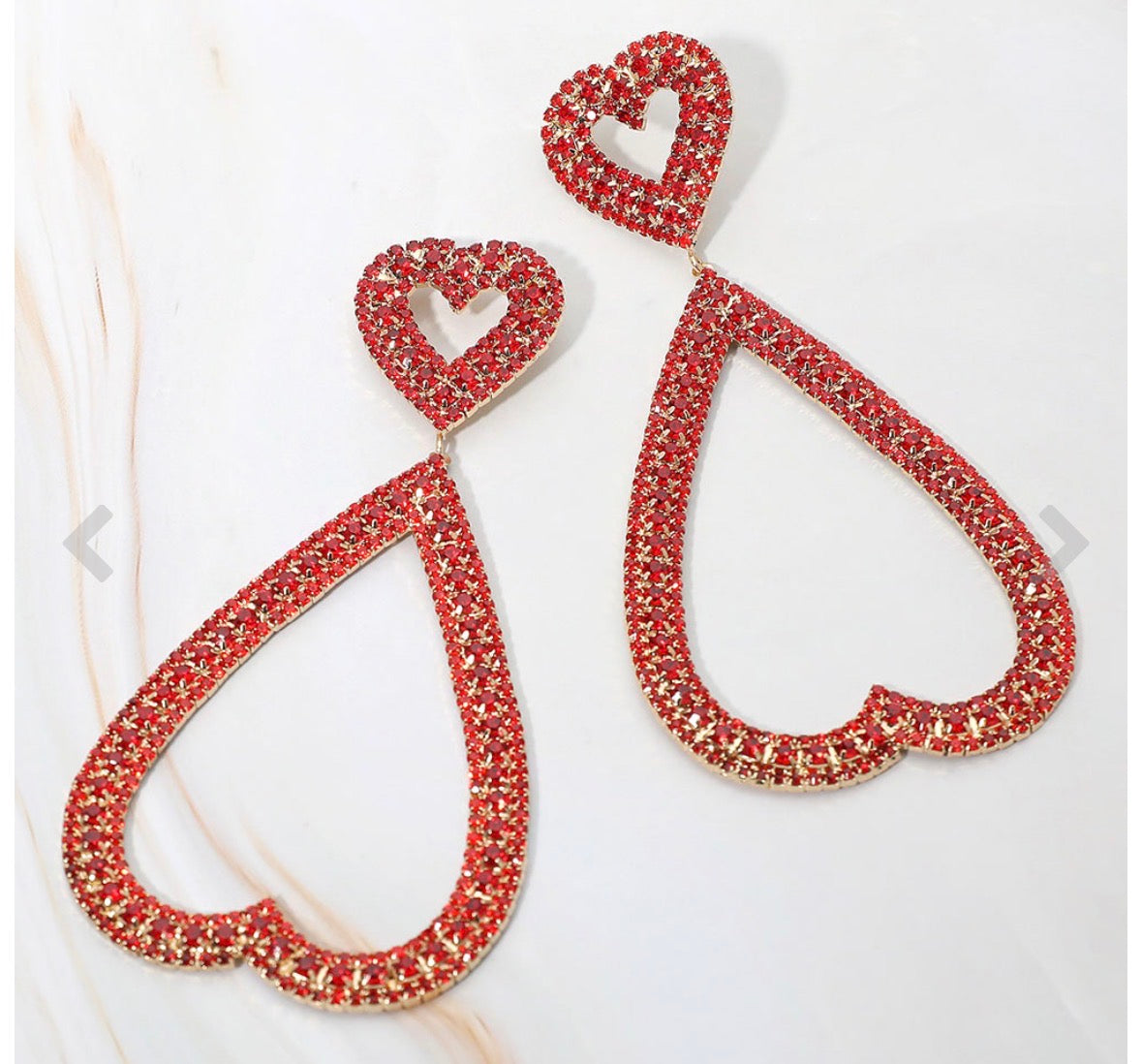Ruby Heart Glam Earrings