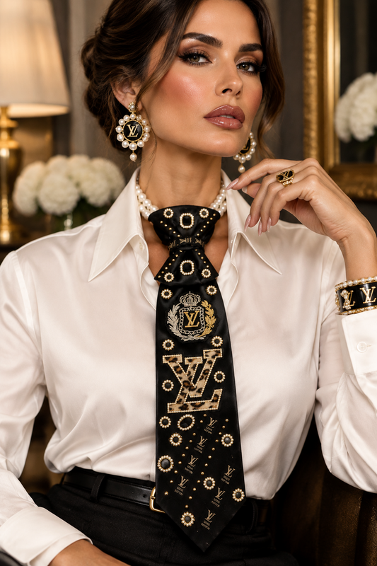 Luxe Leopard Monogram Statement Tie