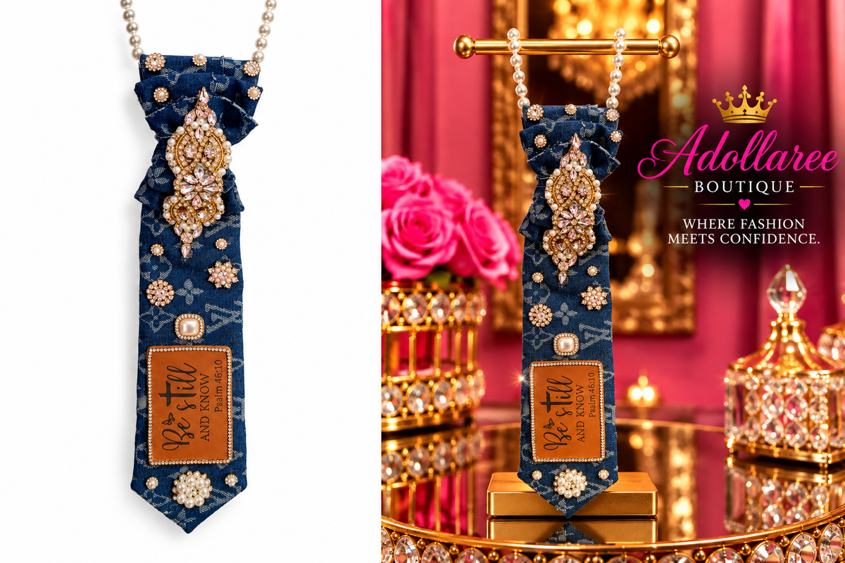 Be Still & Know – Luxe Denim Statement Tie Necklace