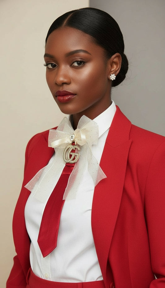 Ruby Pearl Bow Statement Tie