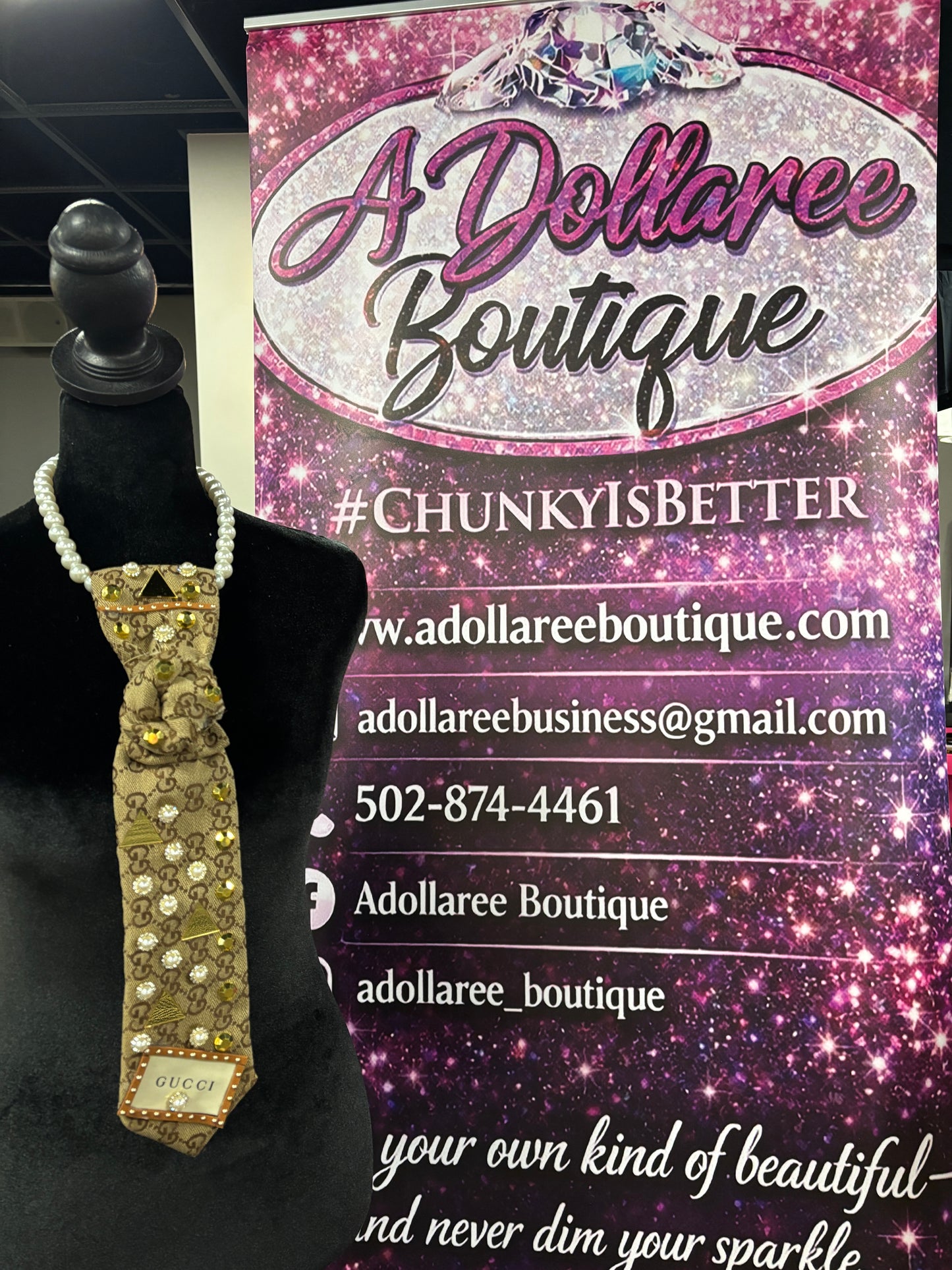 Golden Geometry Pearl Statement Tie