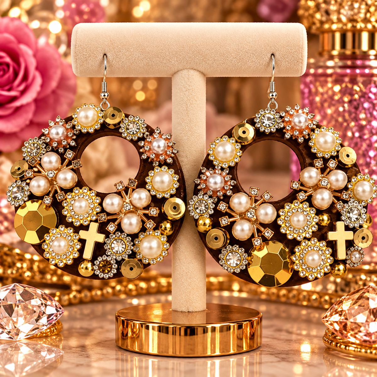 Golden Grace | Handmade Junky Glam Statement Earrings