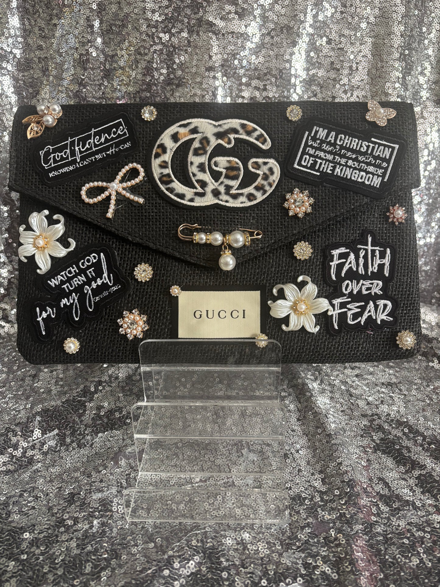 Faith Over Fear Luxe Leopard Statement Clutch