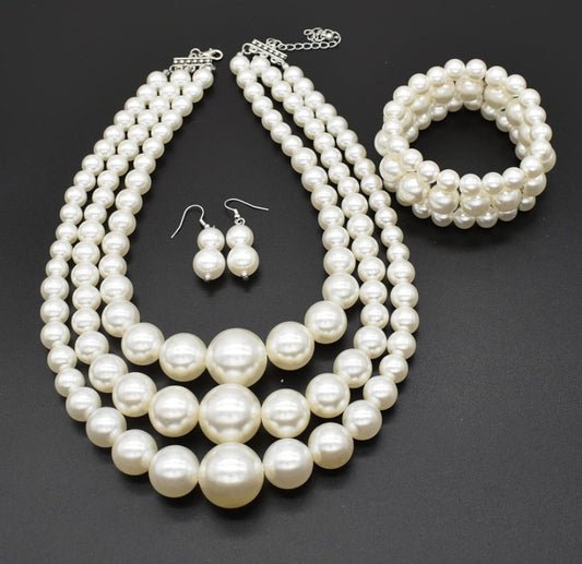 Pearl Bar Necklace Set