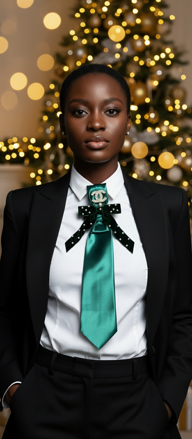 Emerald Pearl Ribbon Luxe Statement Tie