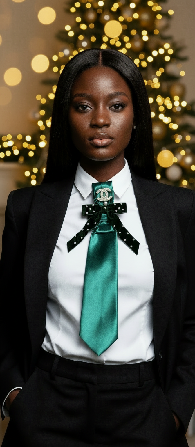Emerald Pearl Ribbon Luxe Statement Tie
