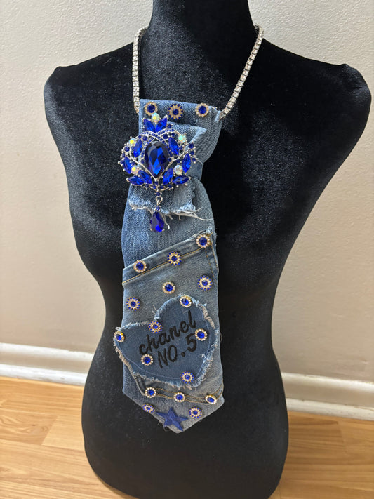 No. 5 Royal Blue Denim Statement Tie