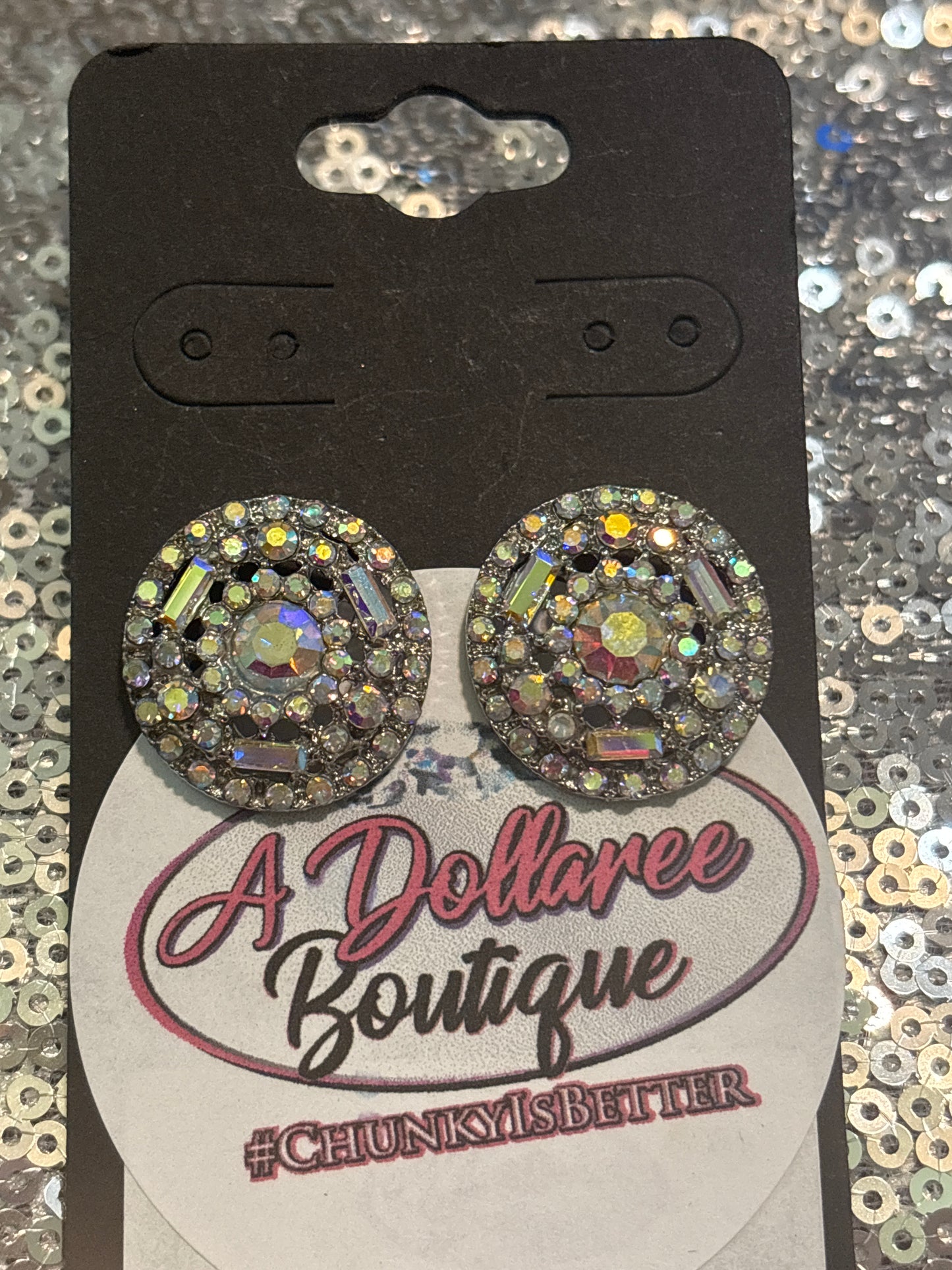 Silver Luxe Glitz Studs